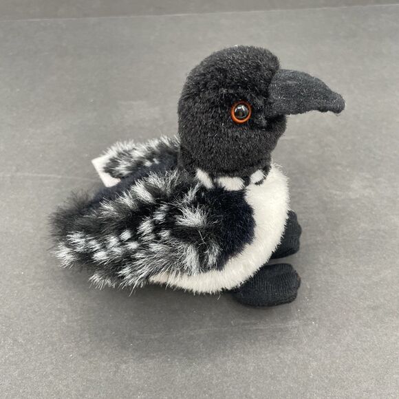 Maplefoot Babies Loon Bird Diver Plush Stuffed Toy Animal House Black White 6" - Picture 3 of 12